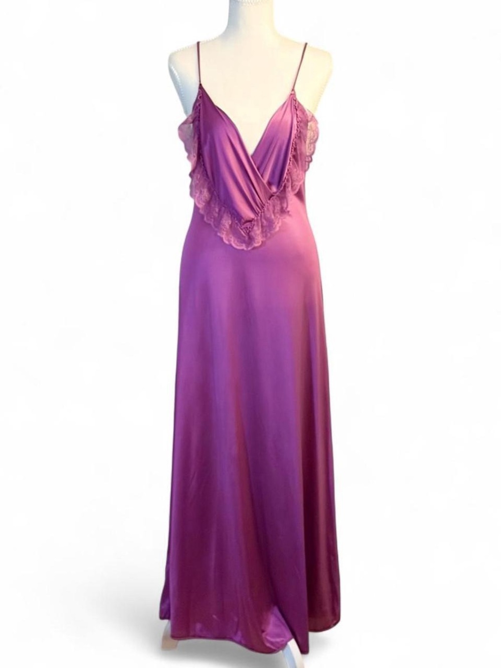 Vintage Interludes by Cera Purple Lace Maxi Nightgown M